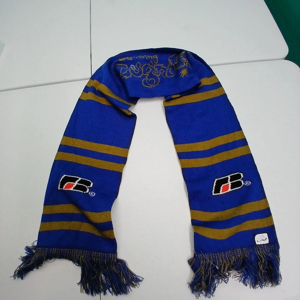 Lansing Lugnuts Royal Blue Gold‎ Stripe Knit Scarf Fringe Logo
